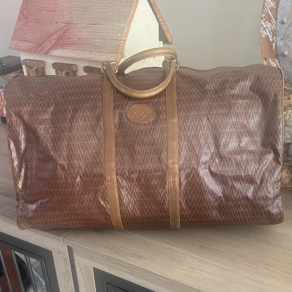 Valentino Vintage Brown Patterned Duffel Bag